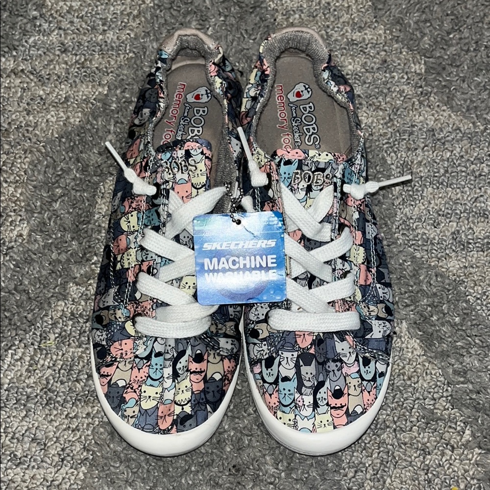 Skechers BOBS women’s Cat Print Shoes - Multi-Color